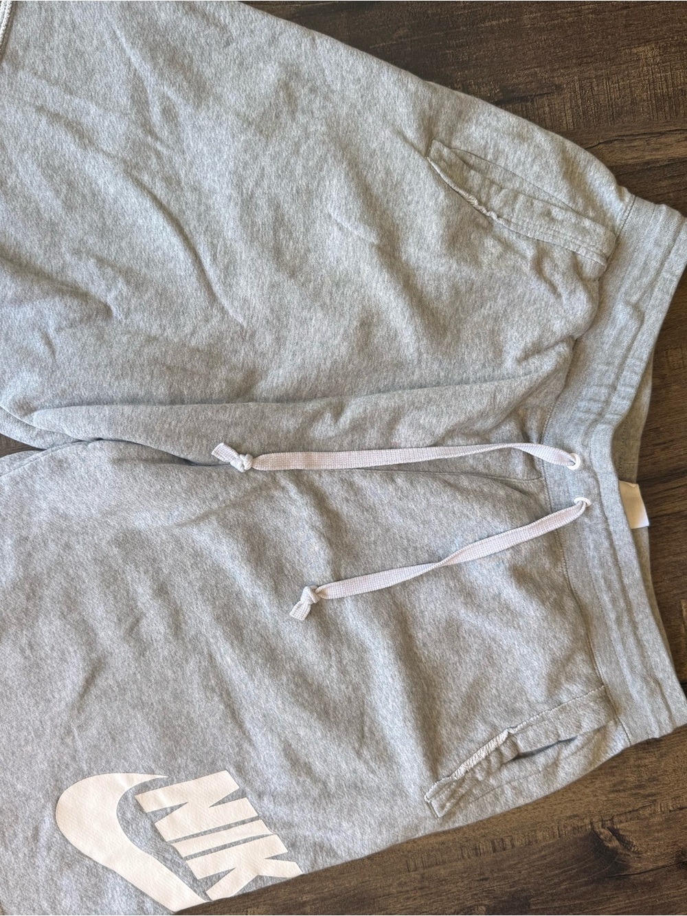 Nike Light Gray Athletic Sweat Shorts with Drawstring